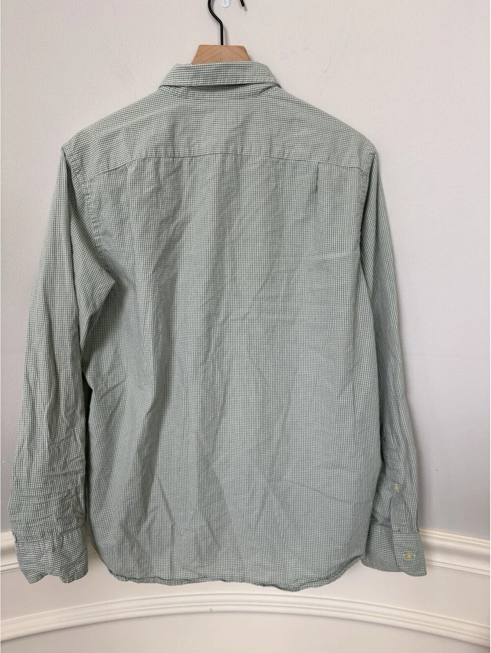 J.Crew Green/White Check Woven Cotton Button-Down Long Sleeve Shirt Men's M